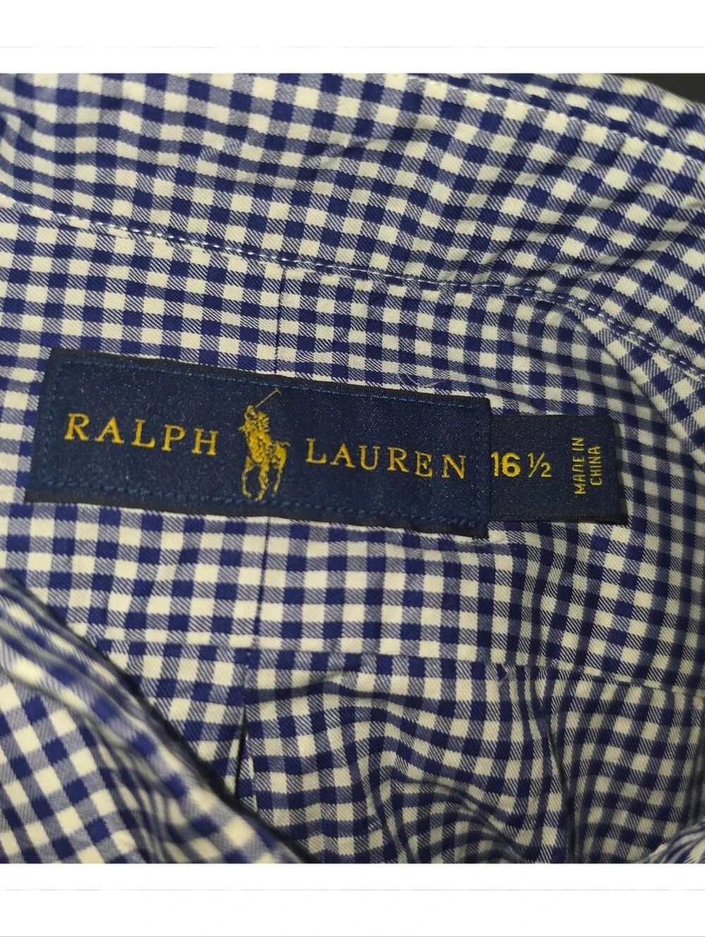 Ralph Lauren Men’s 16.5 Blue Check Long Sleeve Button Down Shirt Classic Fit